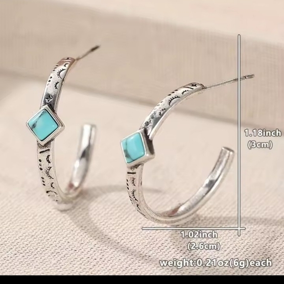 Turquoise Earrings Western Women's Jewelry New f92 - Picture 2 of 4